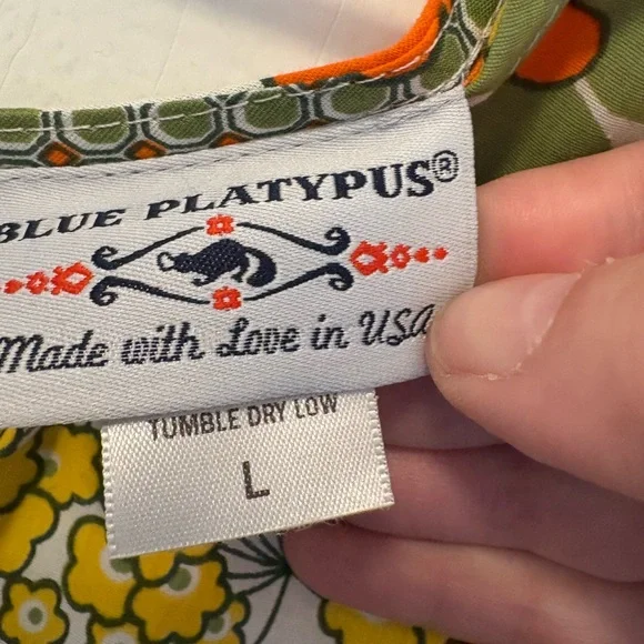 Blue Platypus Orange and Green Floral A-Line Sundress with Pockets - Picture 4 of 4